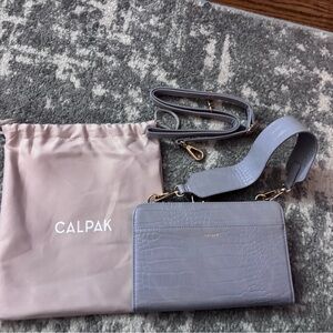 Calpak Light Gray Croc Crossbody Bag